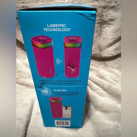 JLab Pink Portable Bluetooth Speaker with RGB Light Ring - Picture 4 of 5